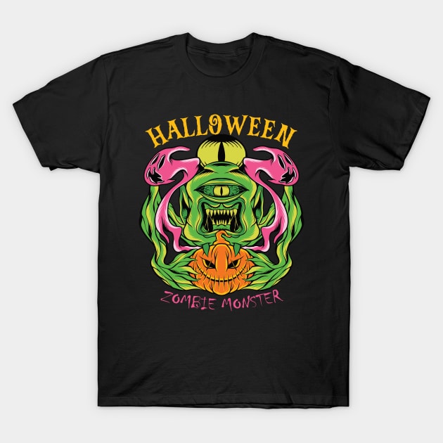 Halloween Zombie Monster T-Shirt by FlitStudio